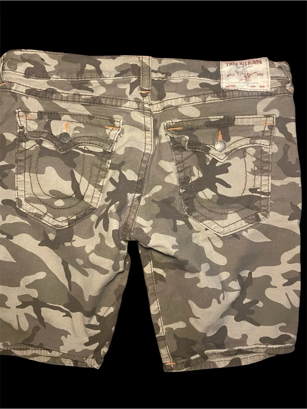 True Religion Ricky Shorts Mens 42 Olive Green Camo Relaxed Straight 5 Pocket